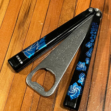 Load image into Gallery viewer, BBbarfly OG2 Custom DRIGK (Blue, Turquoise and Silver) Balisong Bottle Opener
