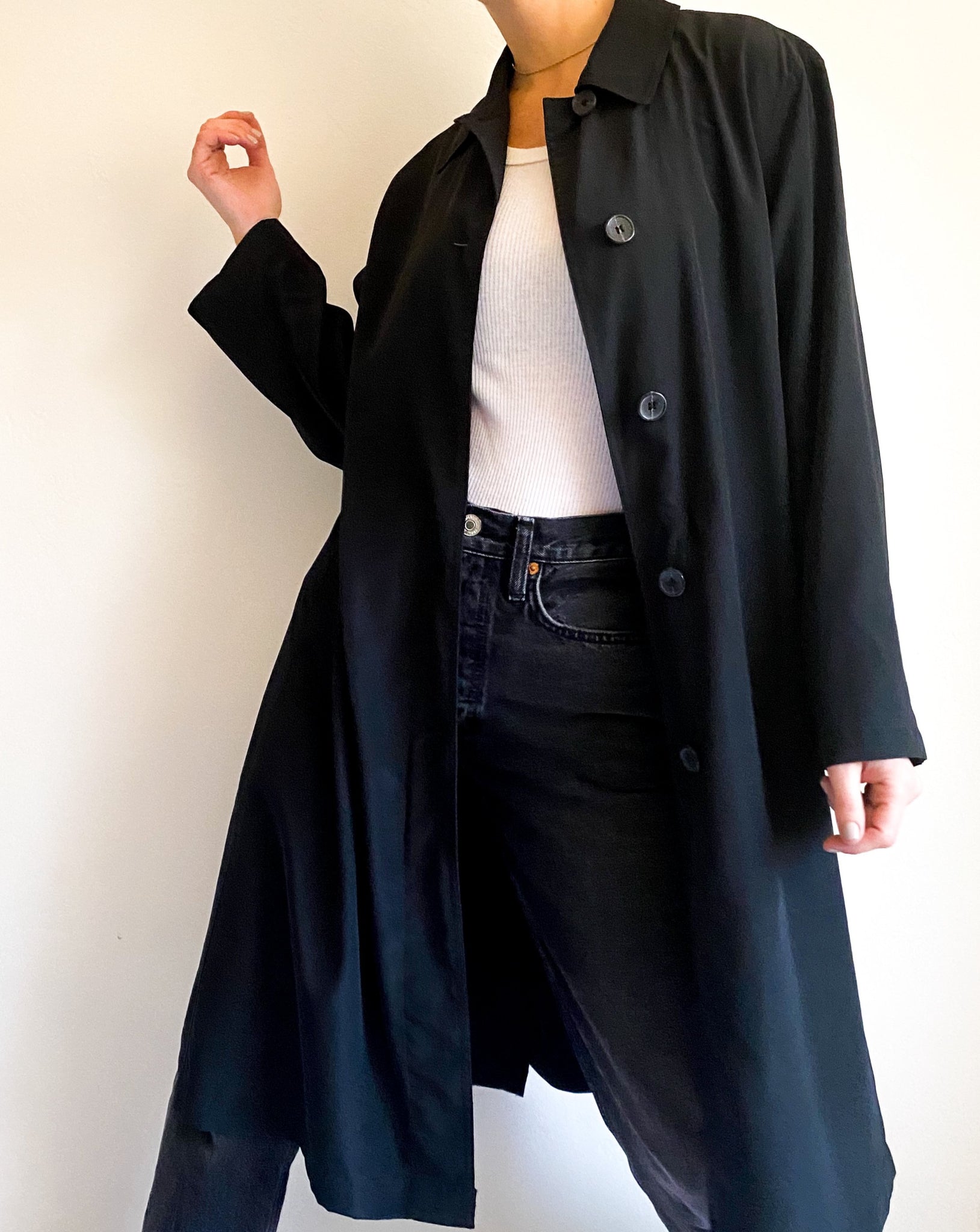 Vintage Hilary Radley Black Trench Coat Soet SISTER SOET