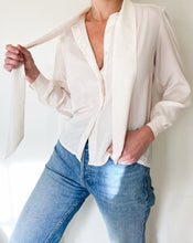 Load image into Gallery viewer, Vintage Ivory Tie Neck Blouse

