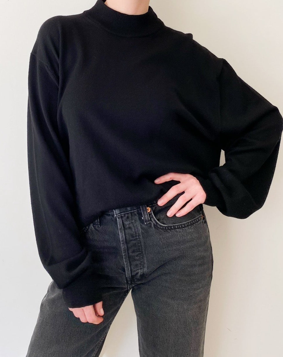 Vintage Black Mock Neck Sweater