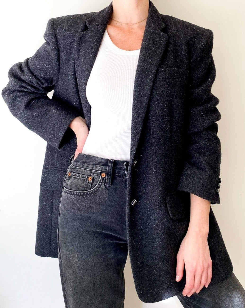 Vintage Ralph Lauren Charcoal Wool Blazer