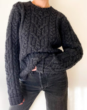 Load image into Gallery viewer, Vintage Charcoal Cable-Knit Sweater
