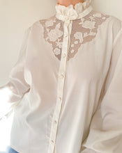 Load image into Gallery viewer, Vintage Ivory Hand Embroidered Blouse
