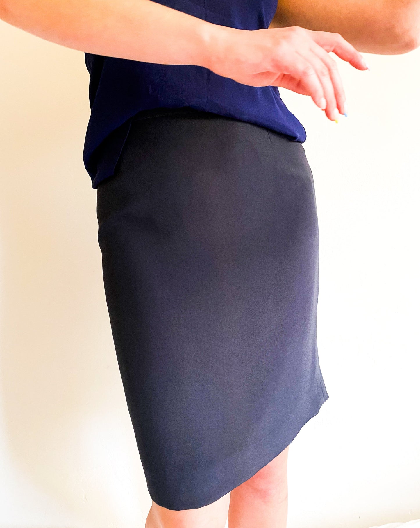 Vintage Armani Navy Silk Skirt