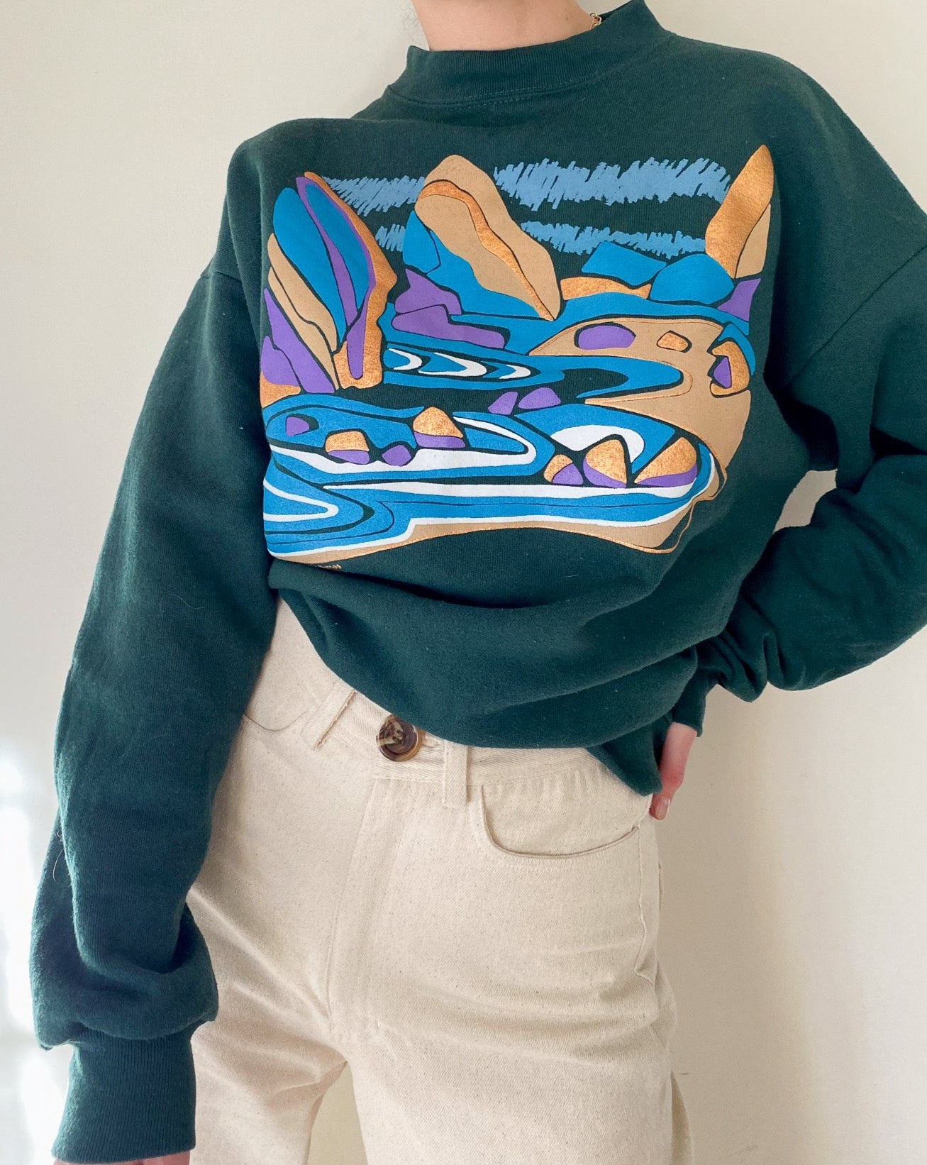 Vintage Forest Green Graphic Sweatshirt