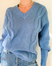 Load image into Gallery viewer, Vintage Baby Blue Cable Knit Sweater
