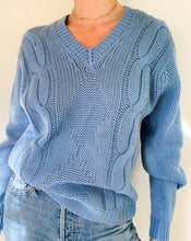 Load image into Gallery viewer, Vintage Baby Blue Cable Knit Sweater
