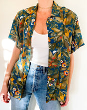 Load image into Gallery viewer, Vintage Olive Aloha Print Blouse
