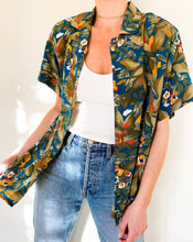 Load image into Gallery viewer, Vintage Olive Aloha Print Blouse
