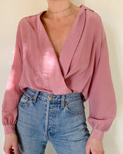 Load image into Gallery viewer, Vintage Mauve Silk Wrap Blouse
