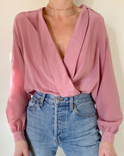 Load image into Gallery viewer, Vintage Mauve Silk Wrap Blouse
