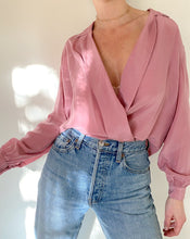 Load image into Gallery viewer, Vintage Mauve Silk Wrap Blouse
