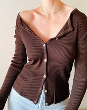Load image into Gallery viewer, Vintage Brown Ribbed Cardigan
