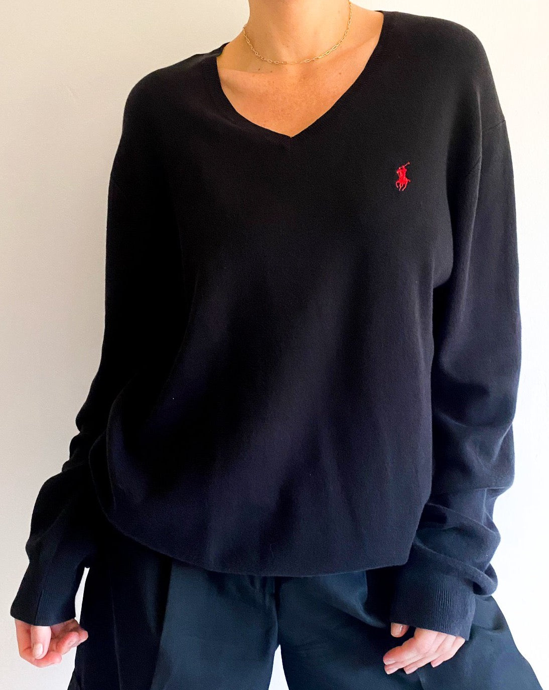 Vintage Polo Ralph Lauren Black V-Neck Sweater