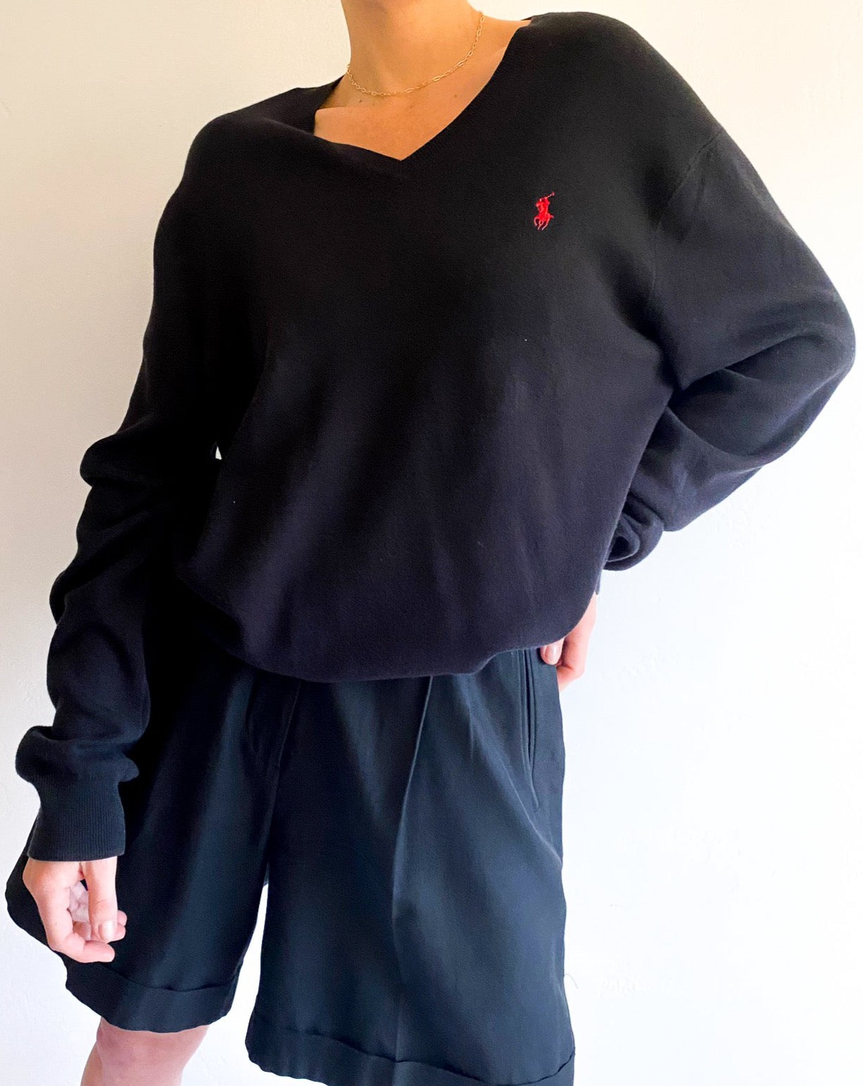 Vintage Polo Ralph Lauren Black V-Neck Sweater