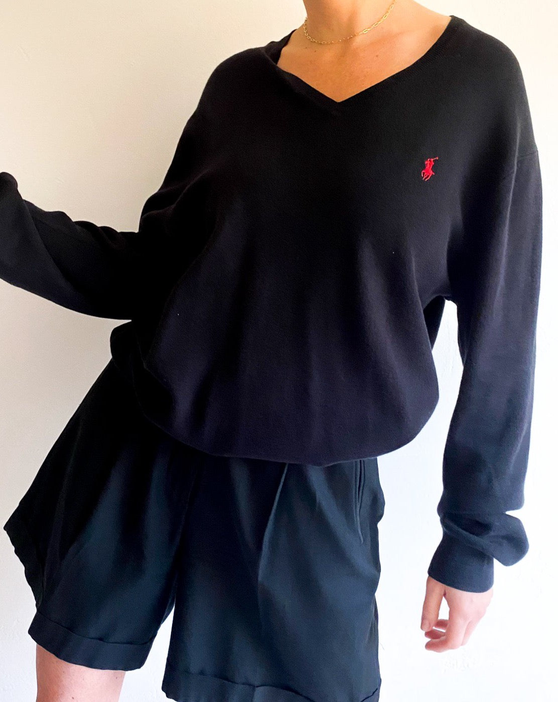 Vintage Polo Ralph Lauren Black V-Neck Sweater