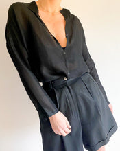 Load image into Gallery viewer, Vintage Eileen Fisher Black Linen Blouse
