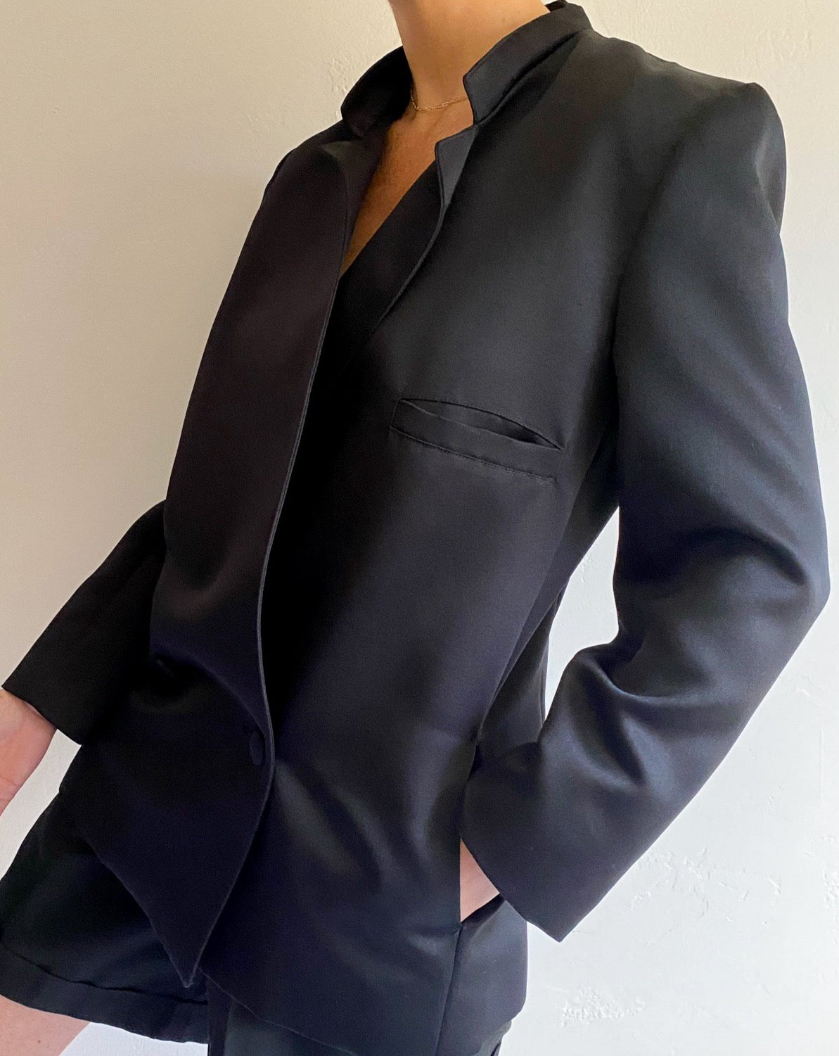 Vintage Black Satin Evening Blazer