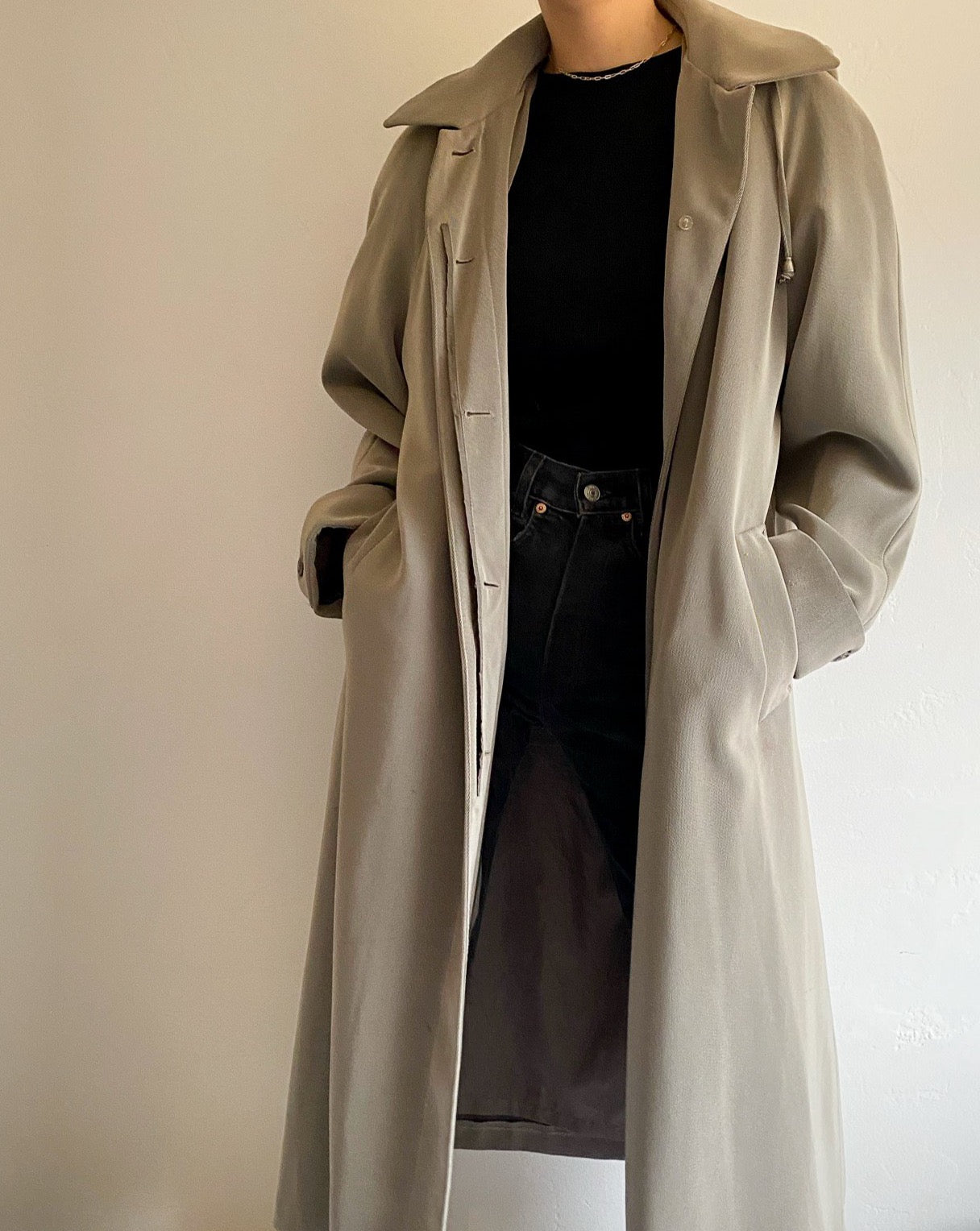 Moss Green Long Trench Coat