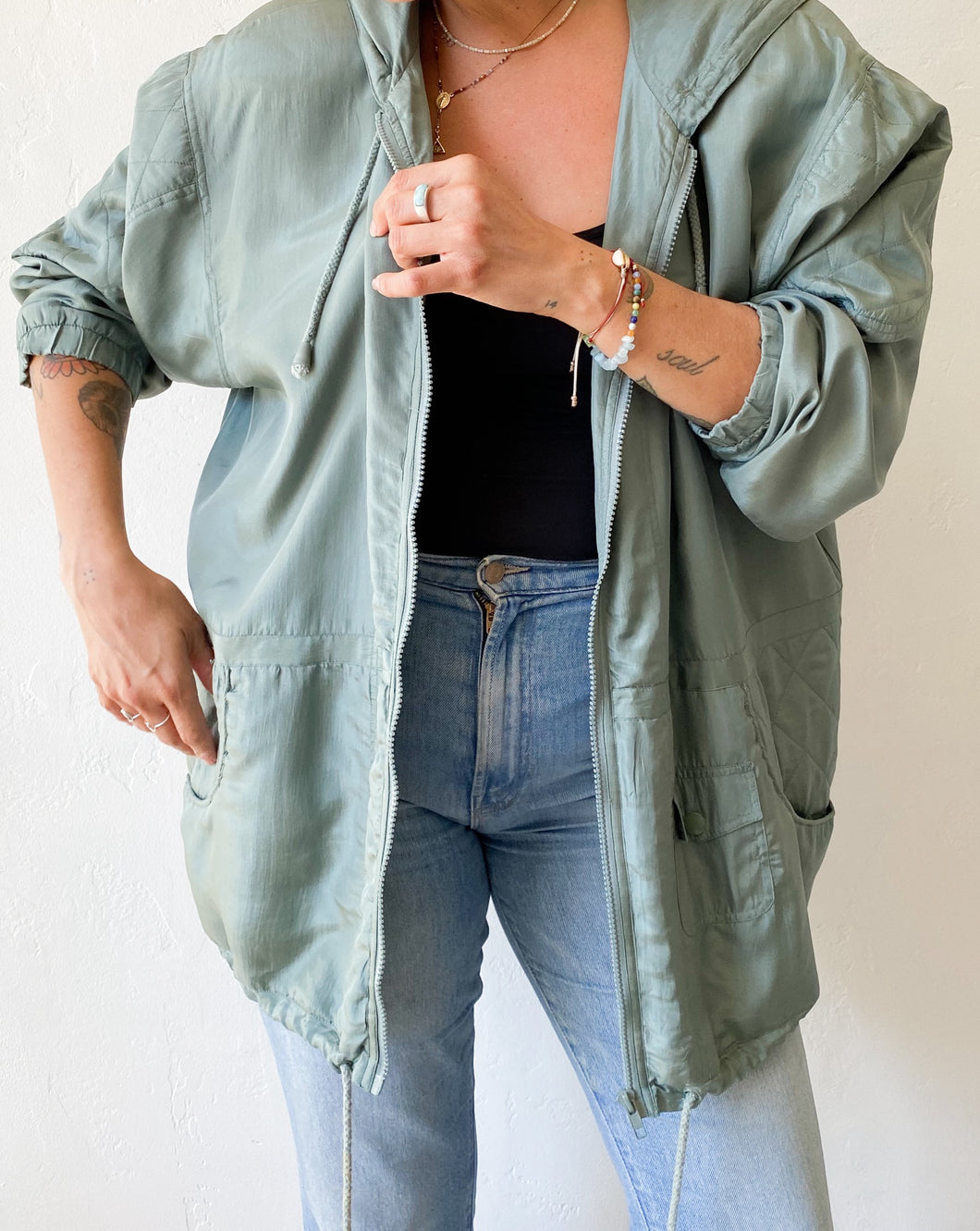 Vintage Sage Silk Jacket