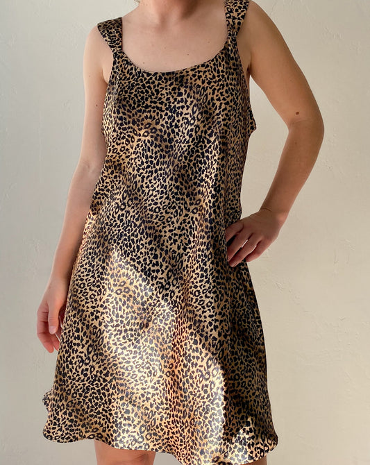 Vintage Leopard Mini Slip Dress