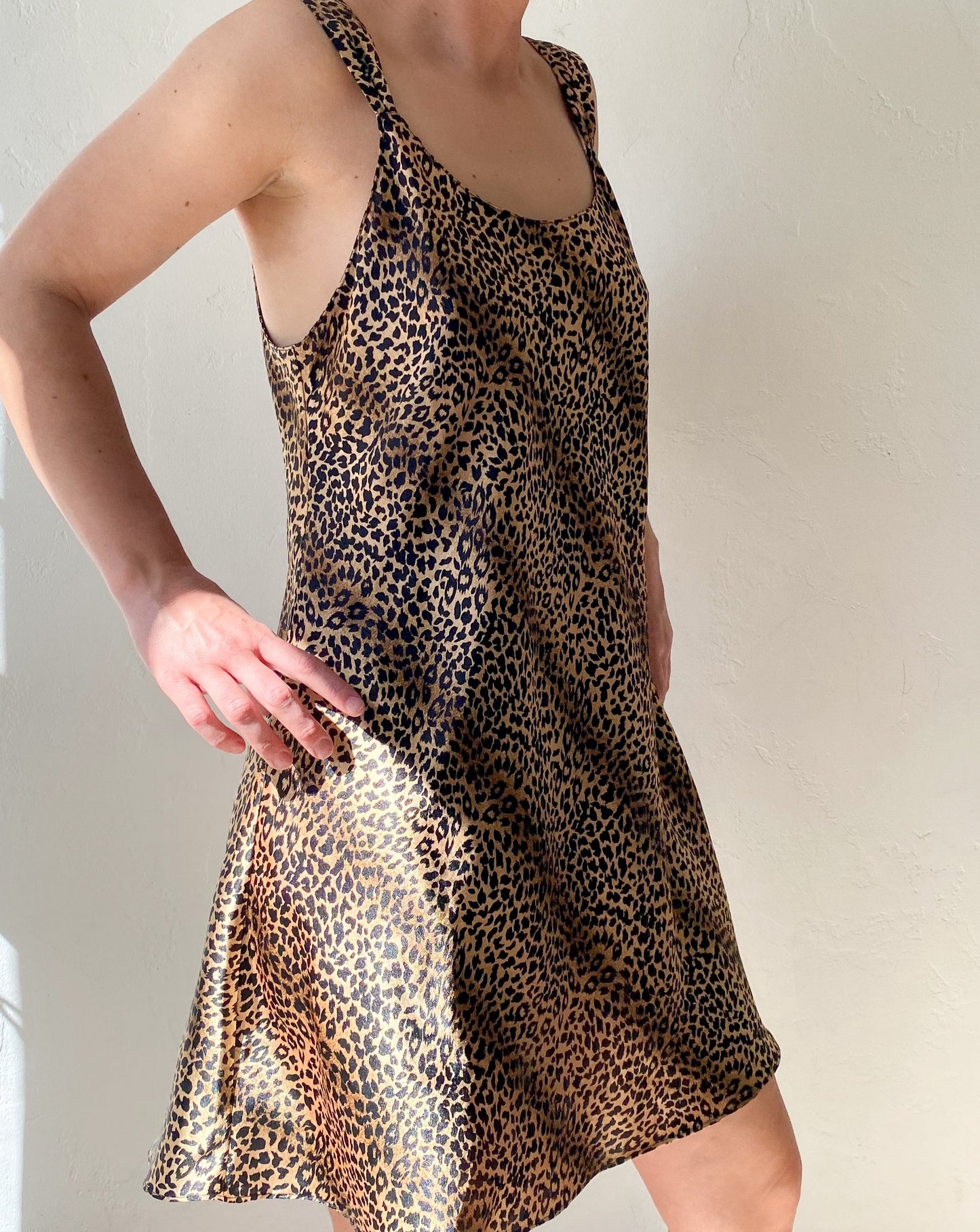 Vintage Leopard Mini Slip Dress