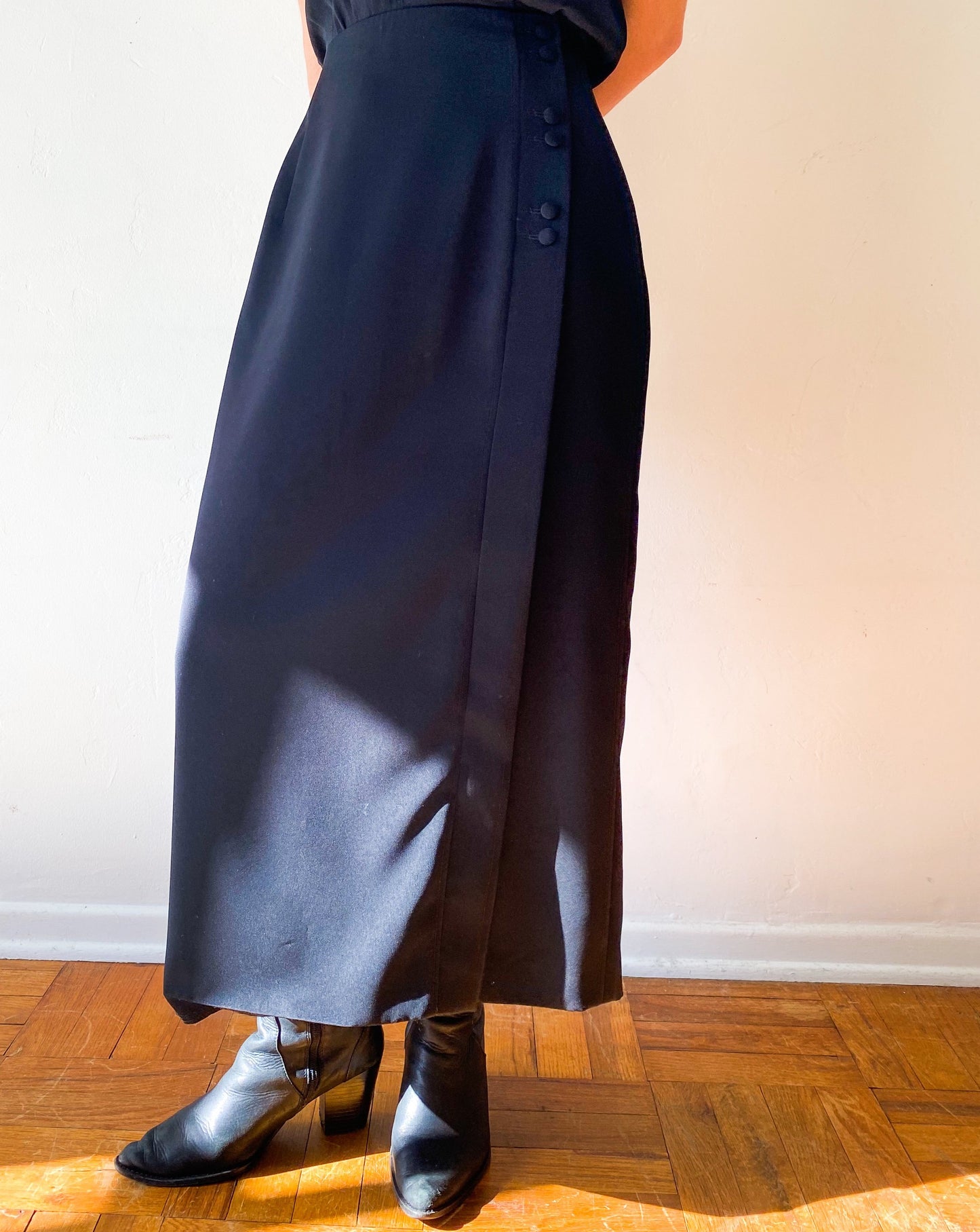 Vintage Constantin Paris Black Midi Skirt