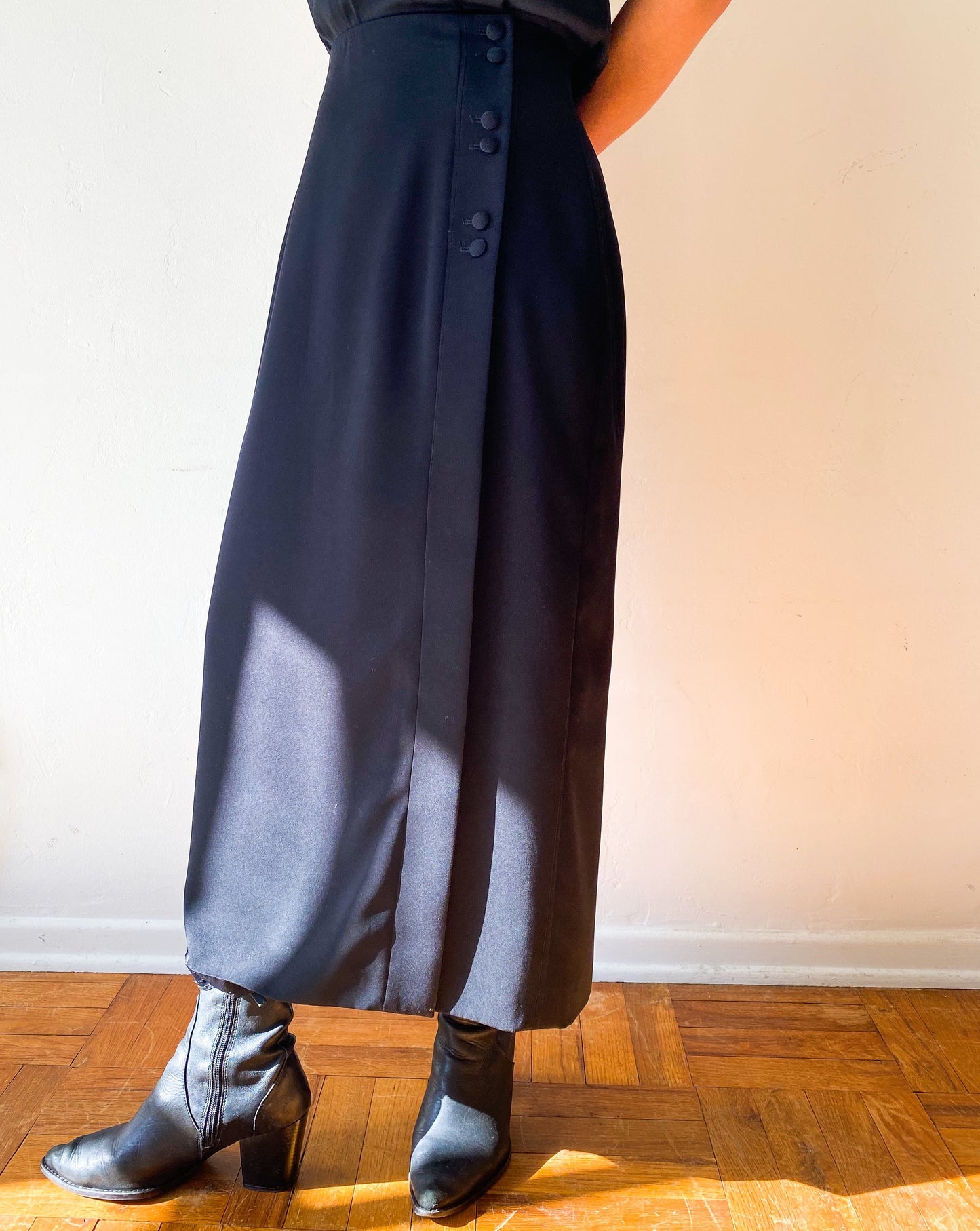 Vintage Constantin Paris Black Midi Skirt