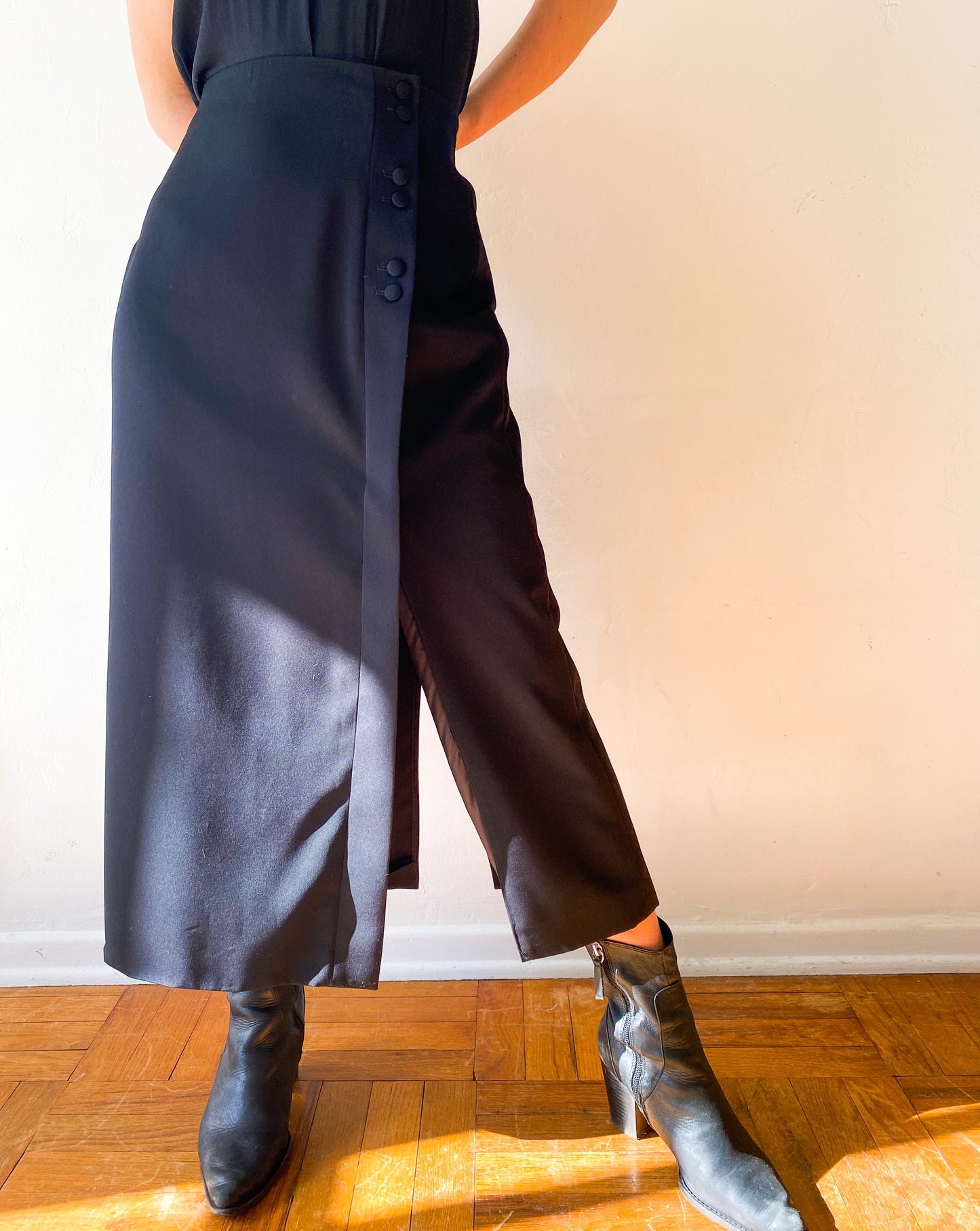 Vintage Constantin Paris Black Midi Skirt