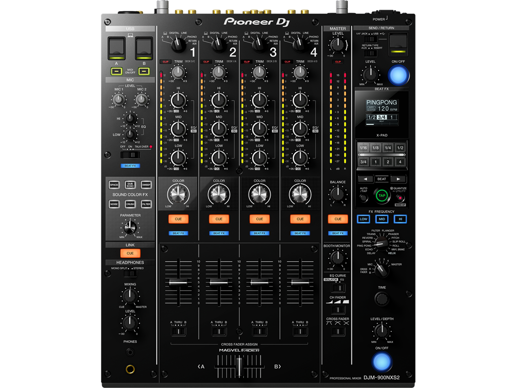 Pioneer DJM-900NXS2, 4-channel mixer
